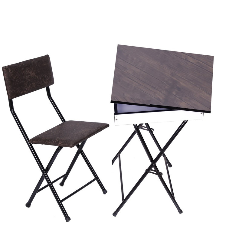 میز و صندلی تاشو تنظبم شو  باکس دار قهوه ای خانمان مدل 307105