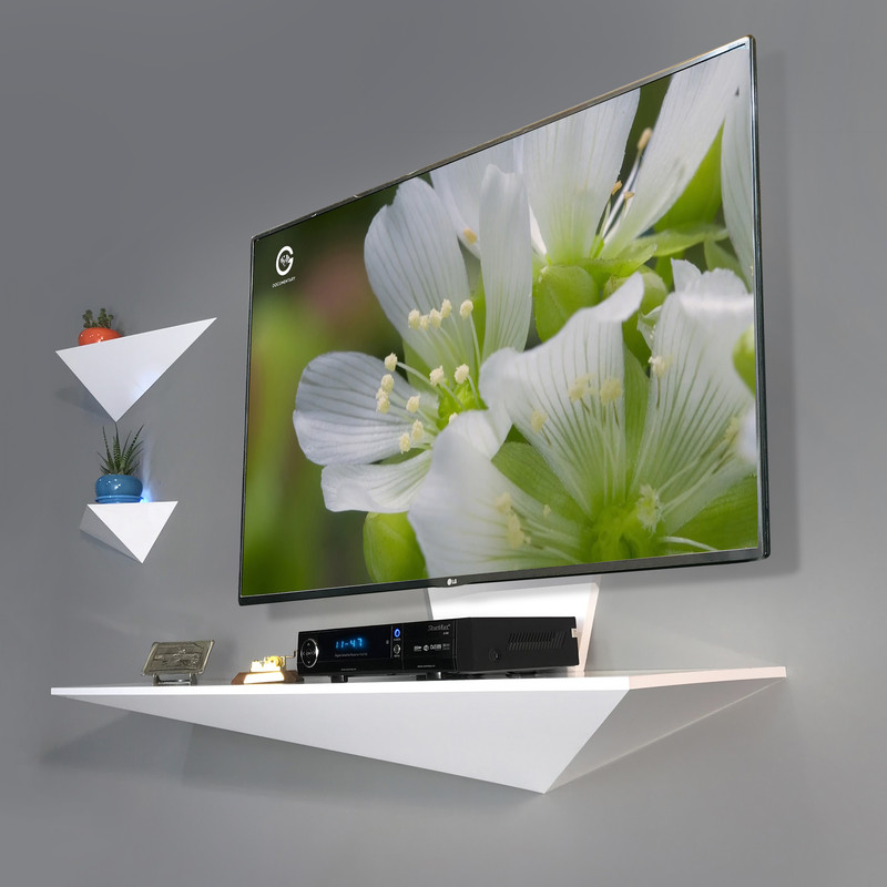 میز تلویزیون دیواری راهپود مدل نیلوفر A113 به همراه طبقه دیواری خانمان مدل 305906