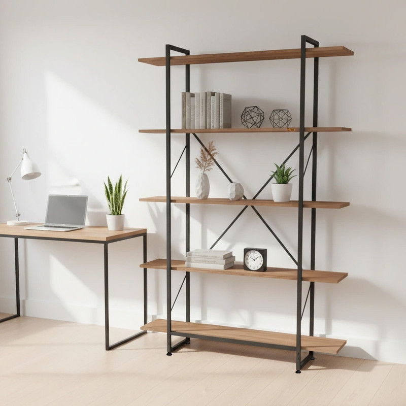 کتابخانه پنج طبقه  مدل مونتاژی LIB_100×180_LIGHT خانمان مدل 300986