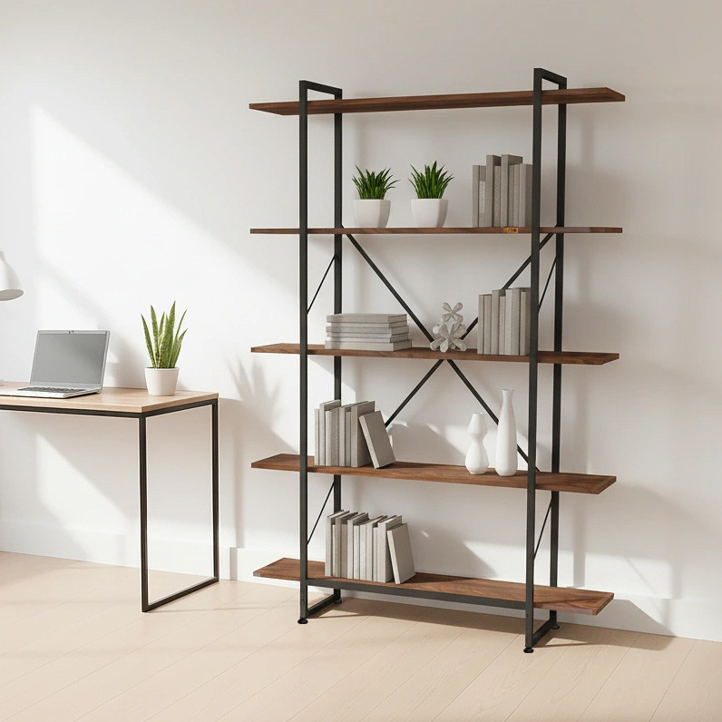 کتابخانه پنج طبقه  مدل مونتاژی LIB_100180_BRN خانمان مدل 300990