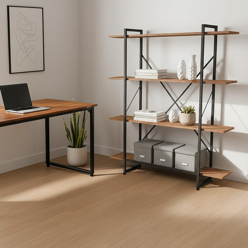 کتابخانه چهار طبقه  مدل مونتاژی LIB_100×140_LIGHT خانمان مدل 301030