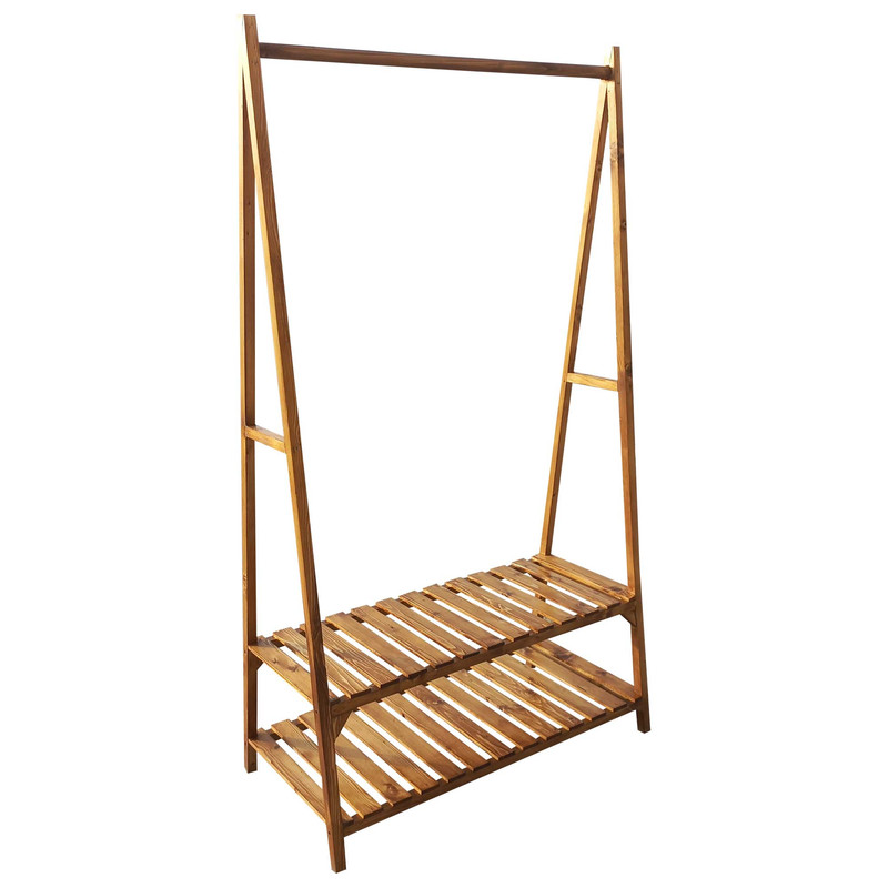 رگال لباس چوبی مدل مثلثی دو طبقه خانمان مدل 302556